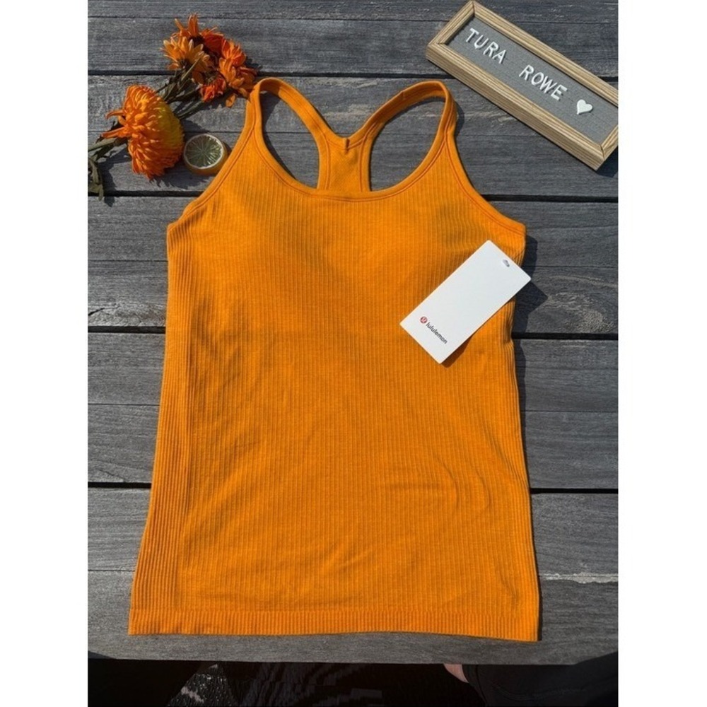 Lululemon Ebb to Street Tank orange Citrus Sizzle Size 10 Built In Bra NWT🍊